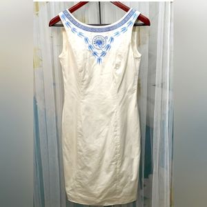 Escada Greek key chinoiserie embroidered dress sz 34